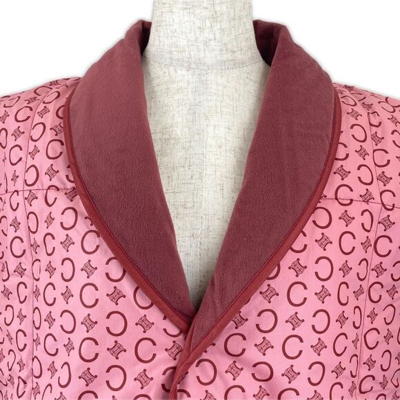 ◇celine Saf1553736 100% Cotton Triomphe Sleeper Down Vest Pink M~L Made In - Picture 4 of 9